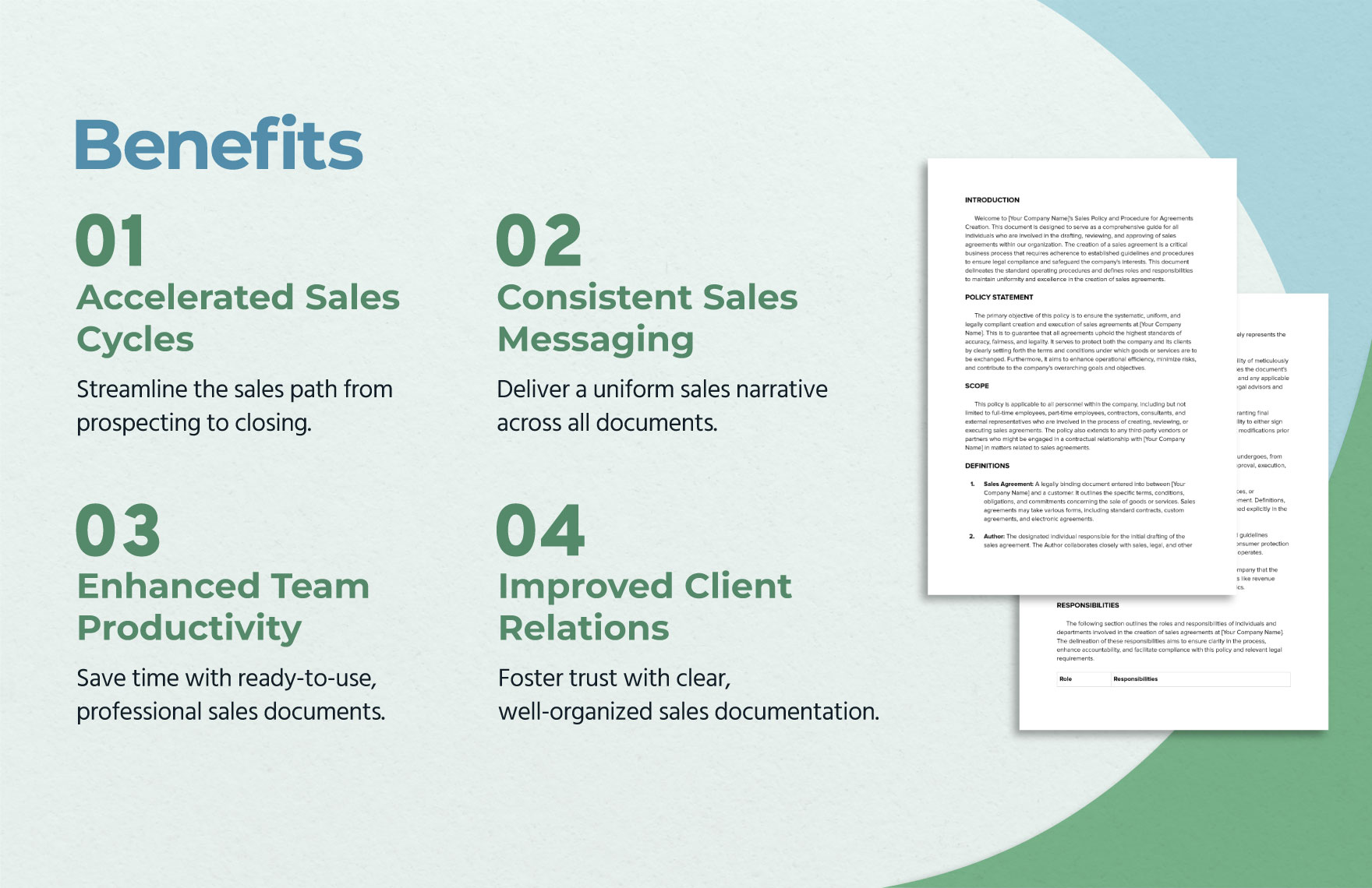 Sales Policy & Procedure for Agreements Creation Template