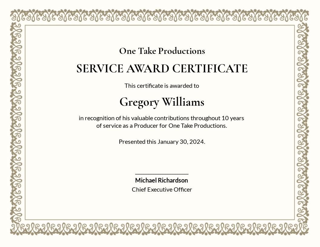 Long Service Award Certificate Template - Google Docs, Word In Free Art Certificate Templates