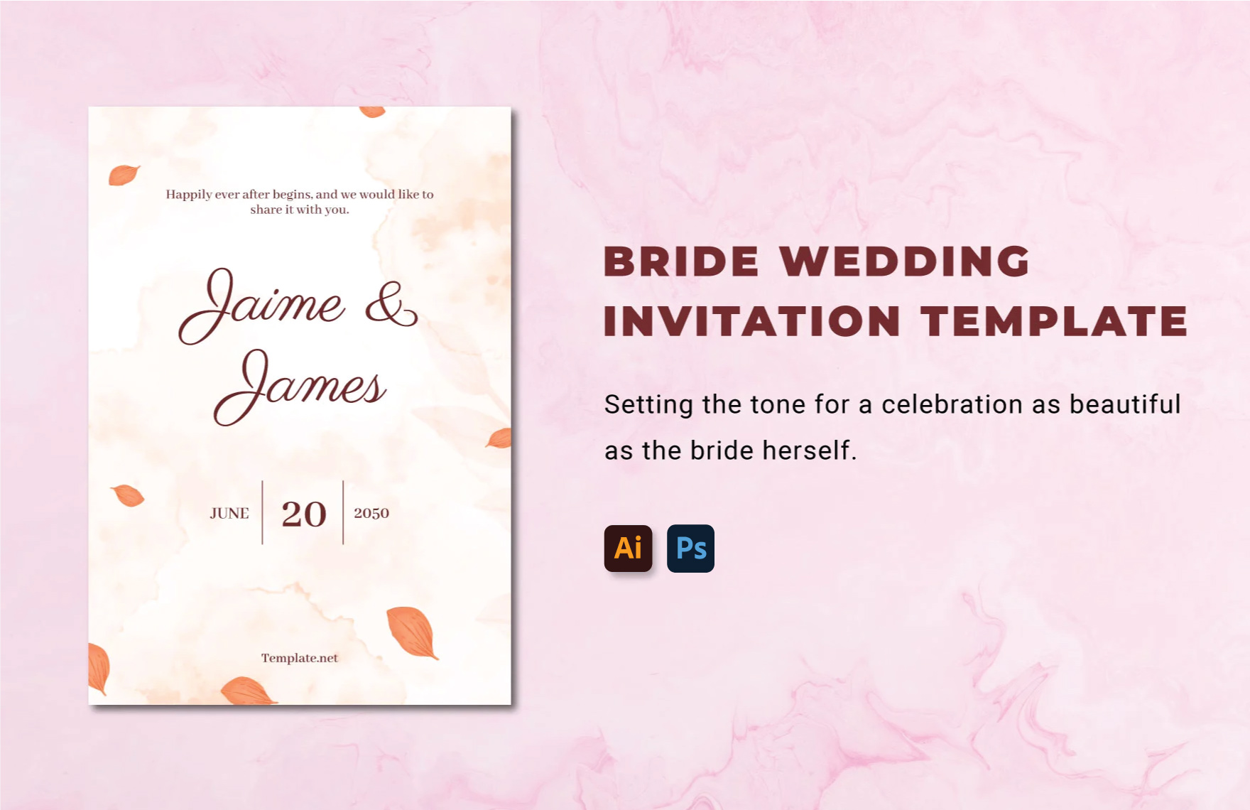 Free Bride Wedding Invitation in Illustrator, PSD, InDesign