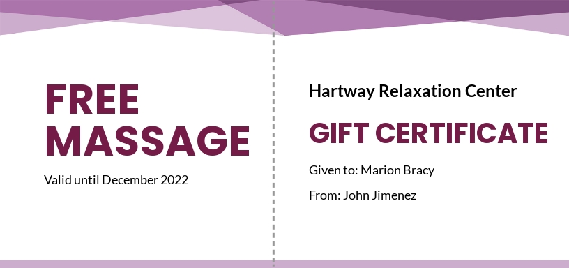 Gift Certificate for Massage Template - Google Docs, Word