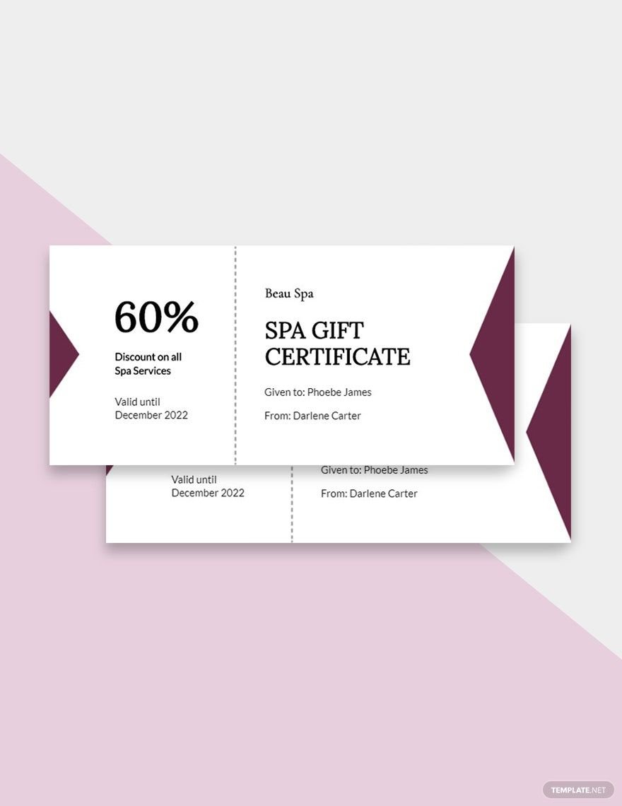 Simple Spa Gift Certificate Template