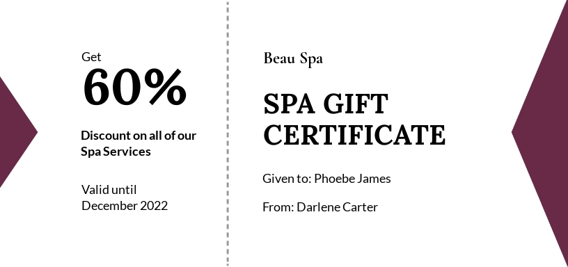Free Simple Spa Gift Certificate Template - Google Docs, Word