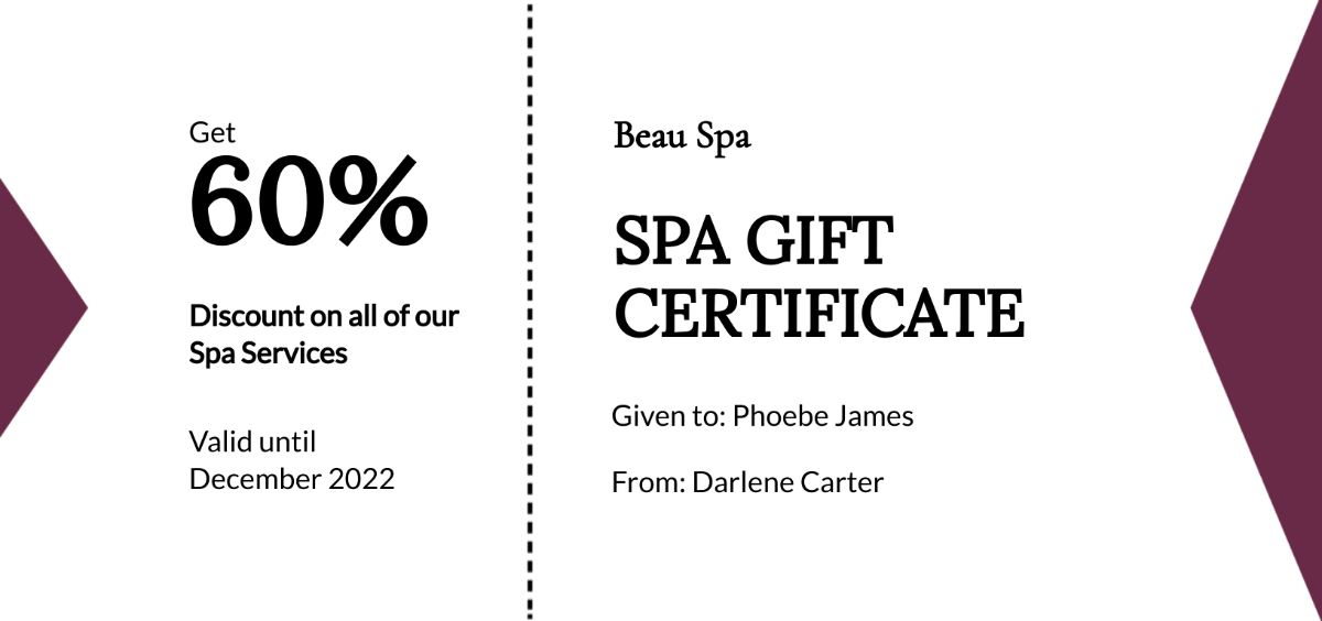 Simple Spa Gift Certificate Template