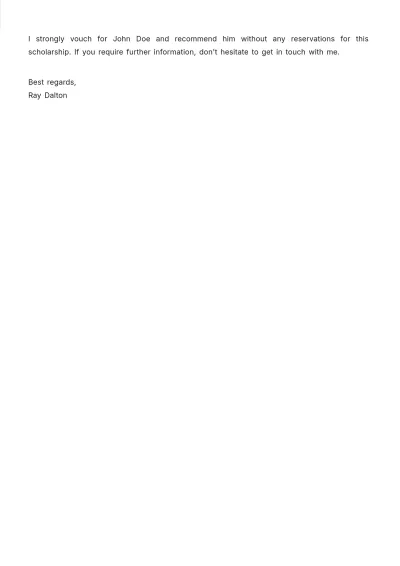 Free Scholarship Recommendation Letter from Friend Template to Edit Online