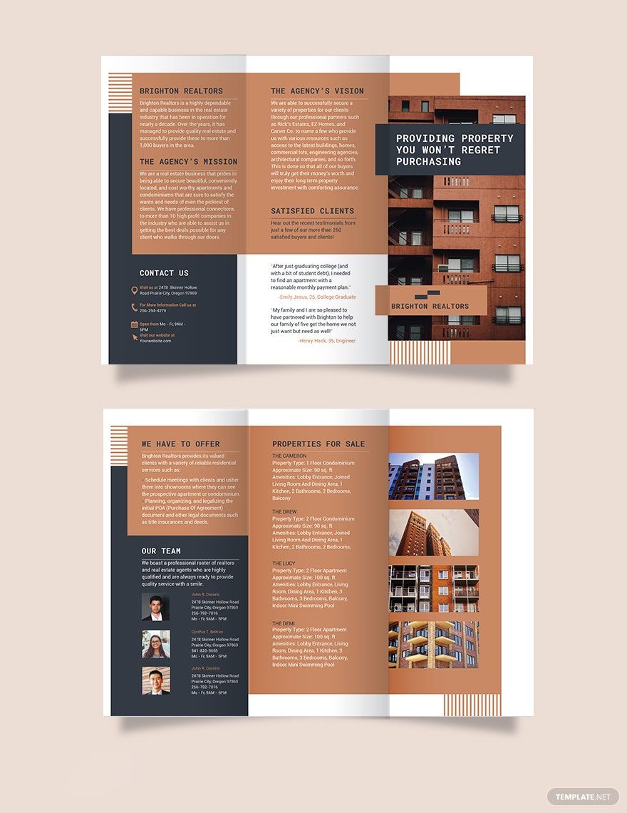 Free Apartment/Condo Tri-fold Brochure Template
