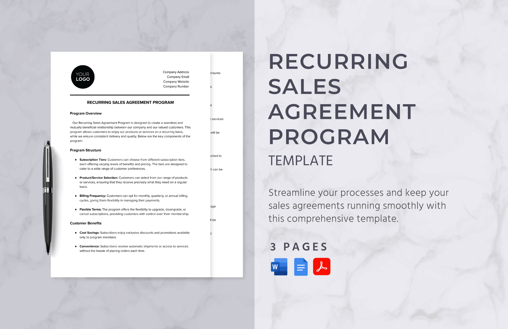 Recurring Sales Agreement Program Template
