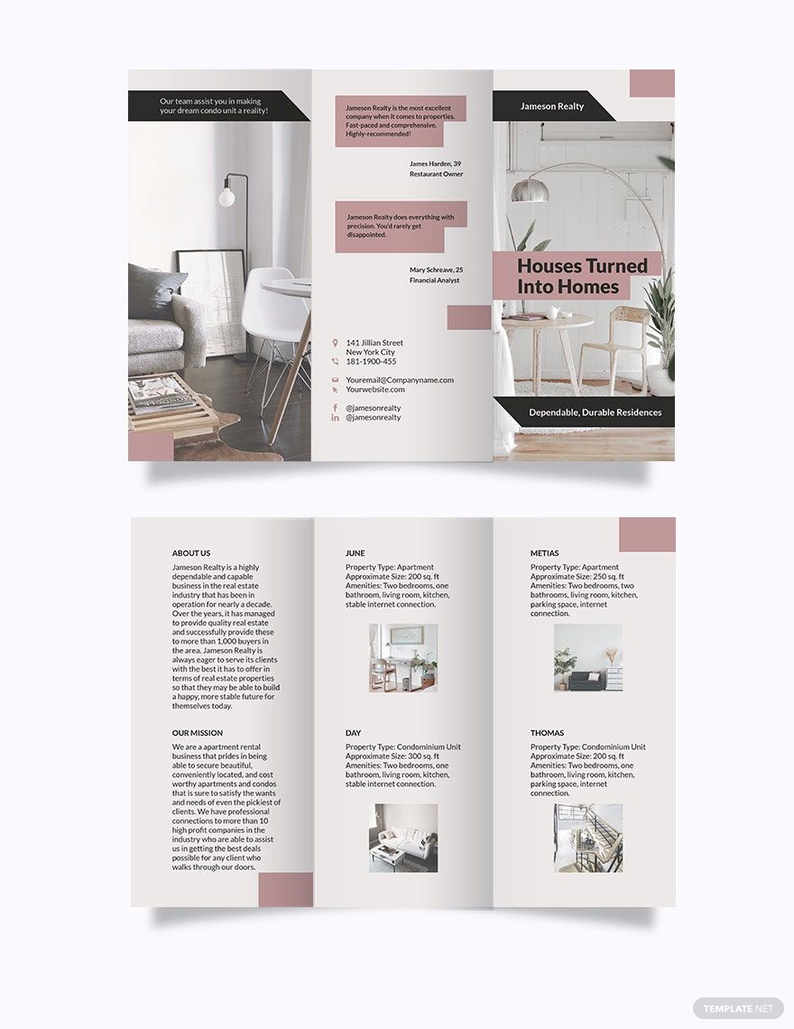 Free Apartment/Condo Community Tri-Fold Brochure Template