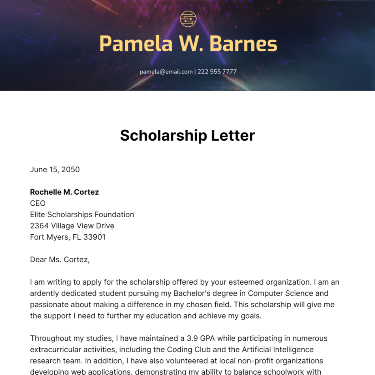 Scholarship Letter Template