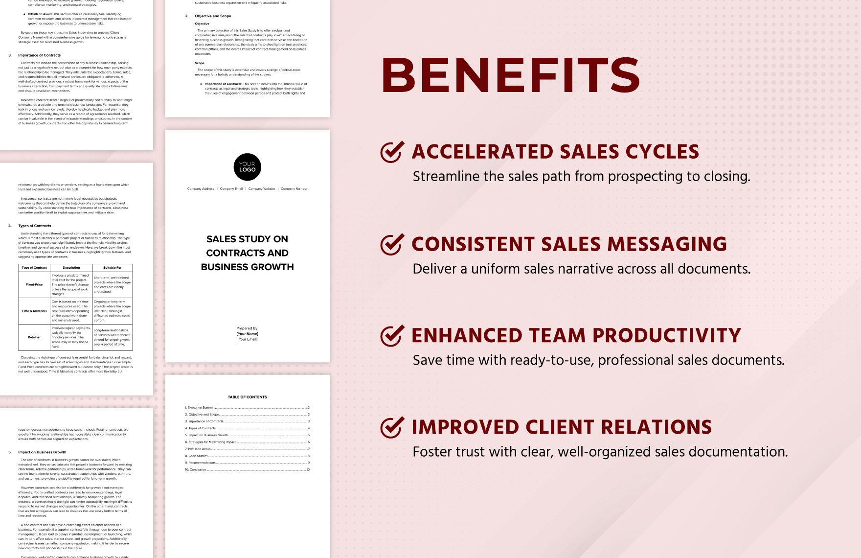 Sales Study on Contracts and Business Growth Template