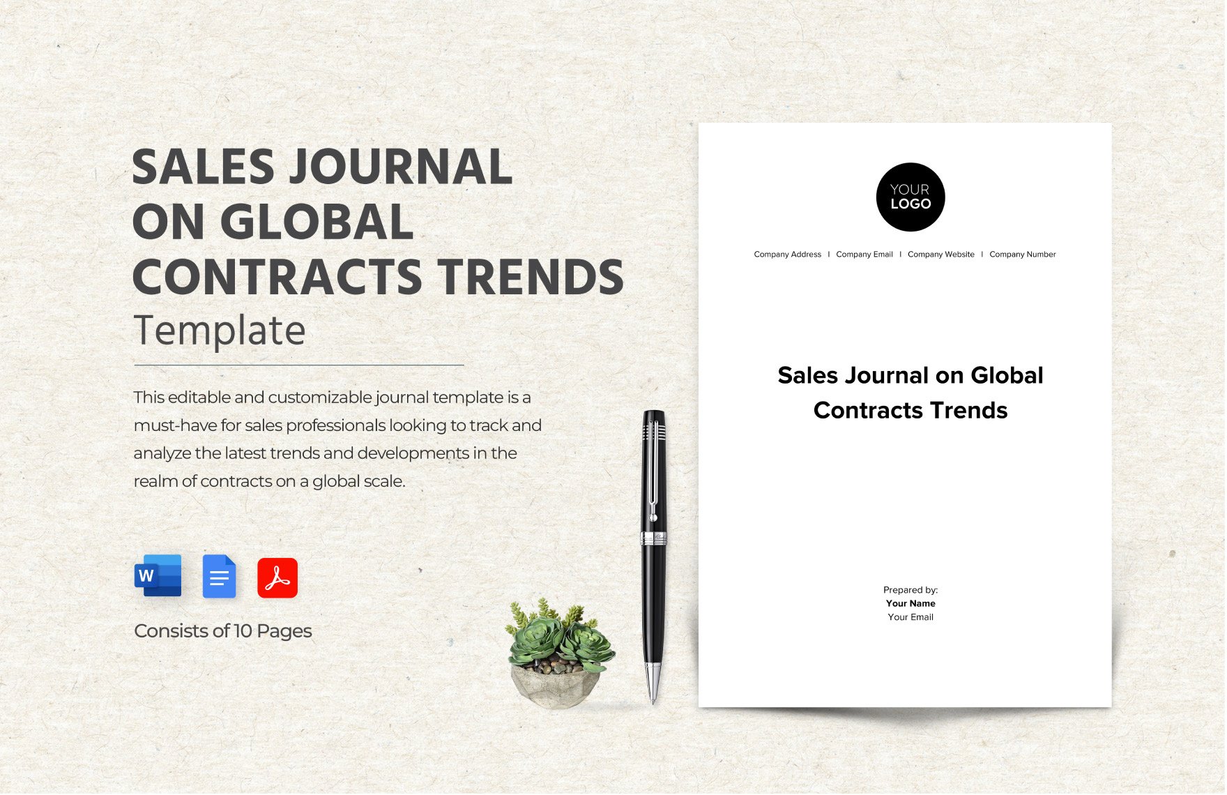 Sales Journal on Global Contracts Trends Template