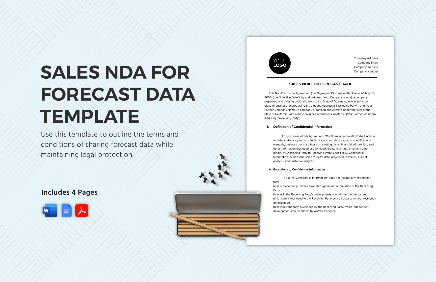 Sales NDA for Forecast Data Template in Word, Google Docs, PDF