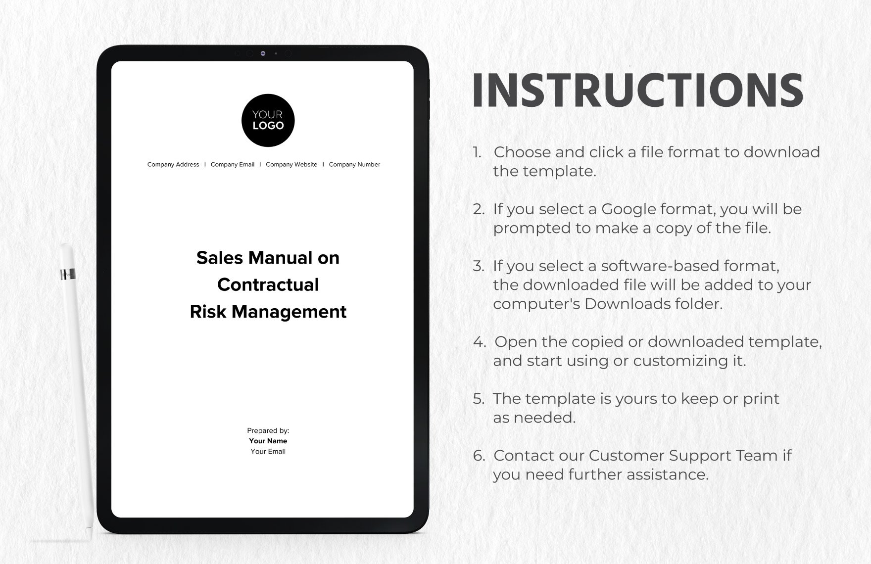 Sales Manual on Contractual Risk Management Template