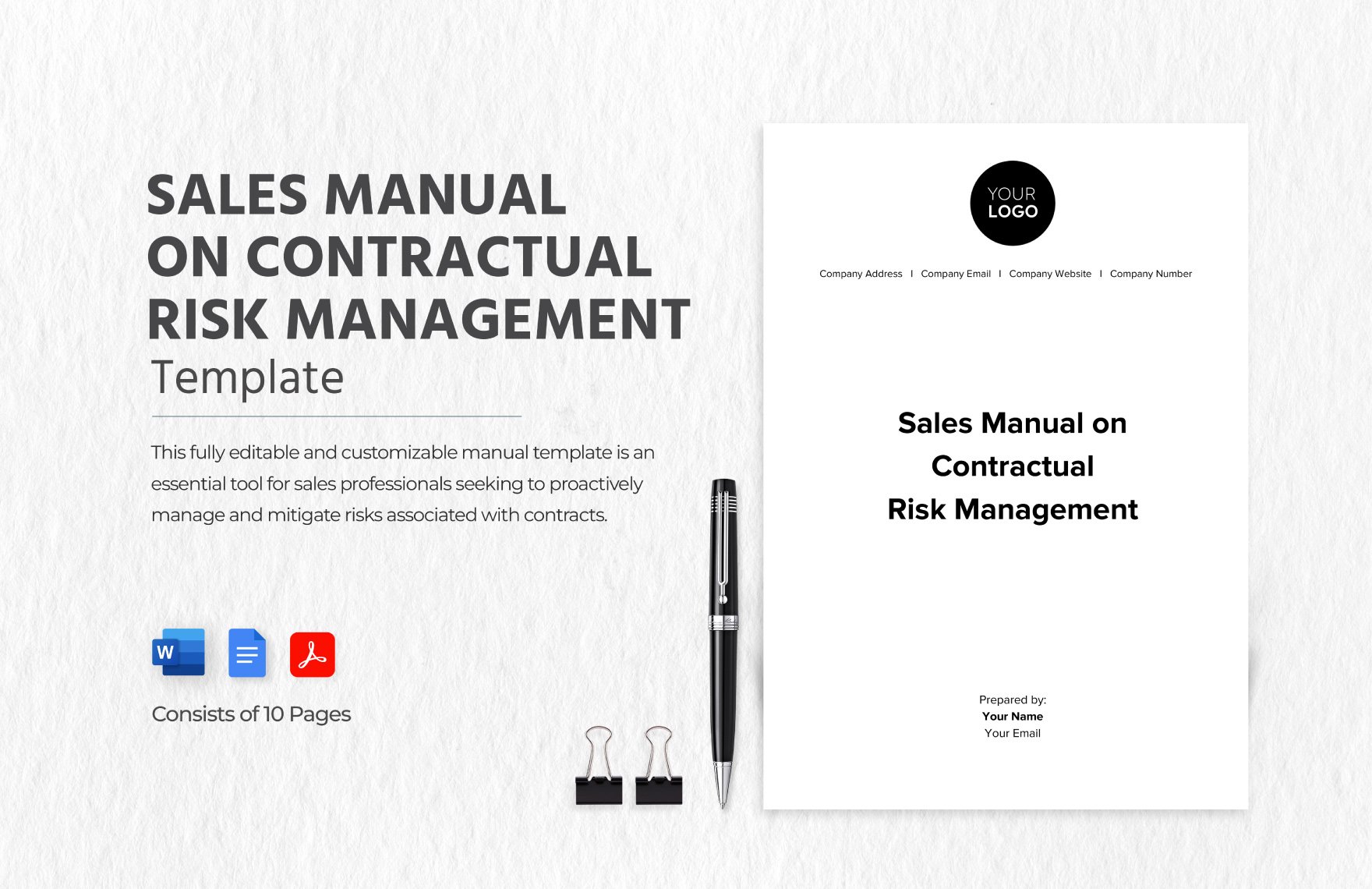 Sales Manual on Contractual Risk Management Template