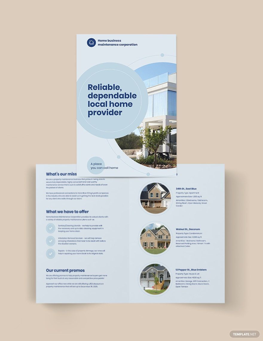Property Maintenance Bi-fold Brochure Template