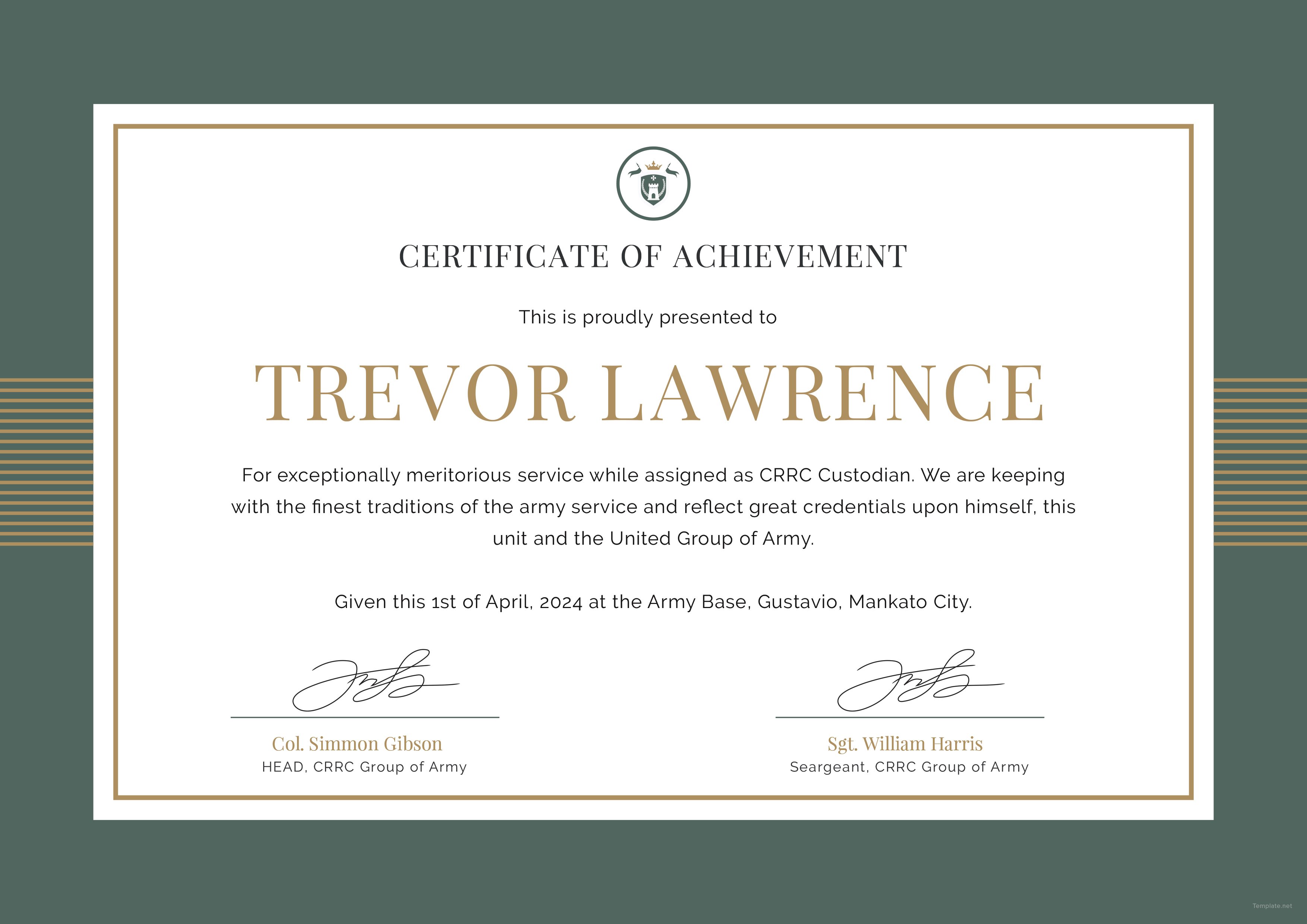 Army Certificate Of Appreciation Template Best Template Inspiration