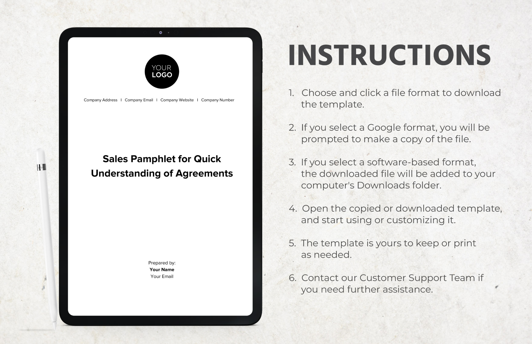 Sales Pamphlet for Quick Understanding of Agreements Template