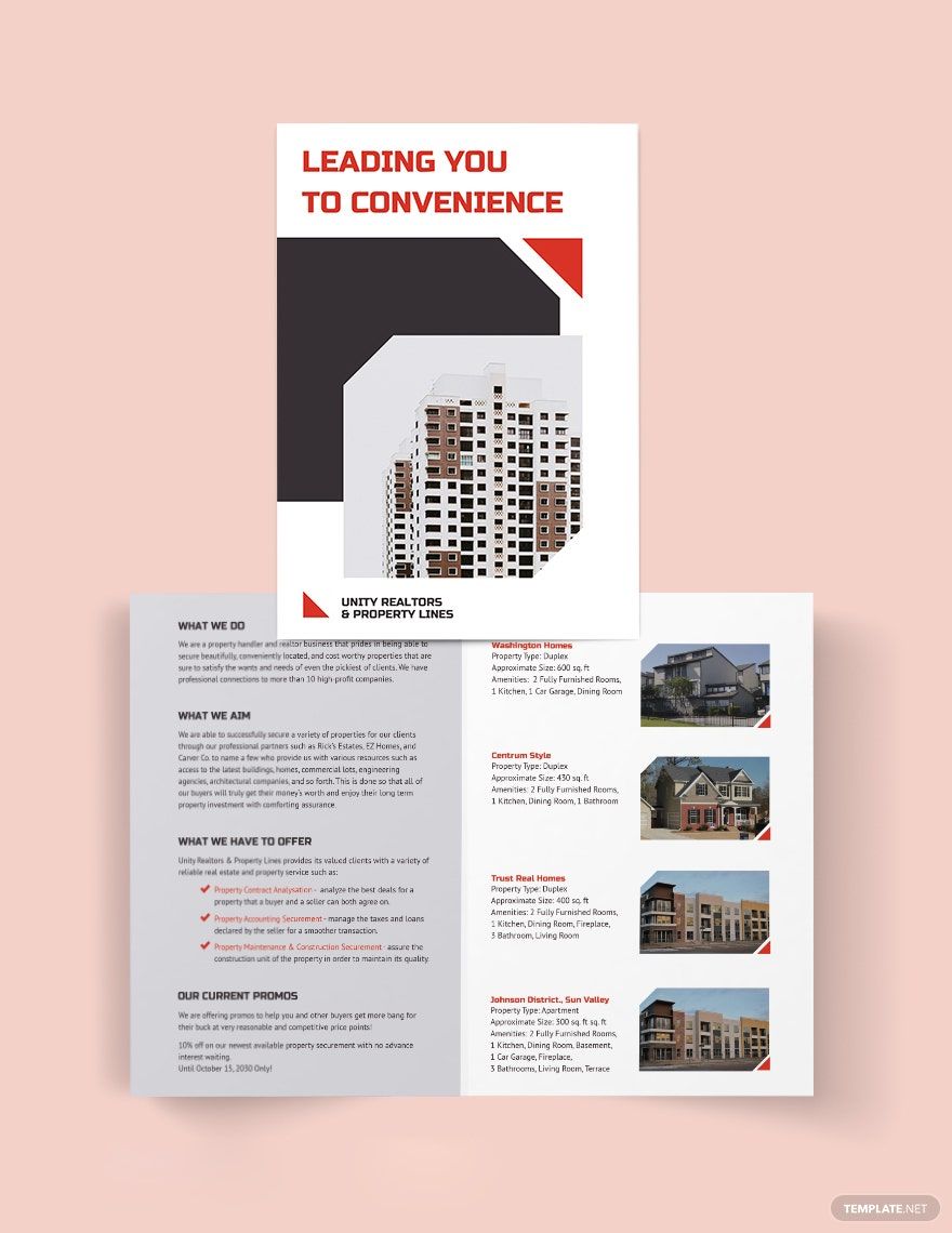 Apartment Condo Realtor Brochure Bifold Brochure Template