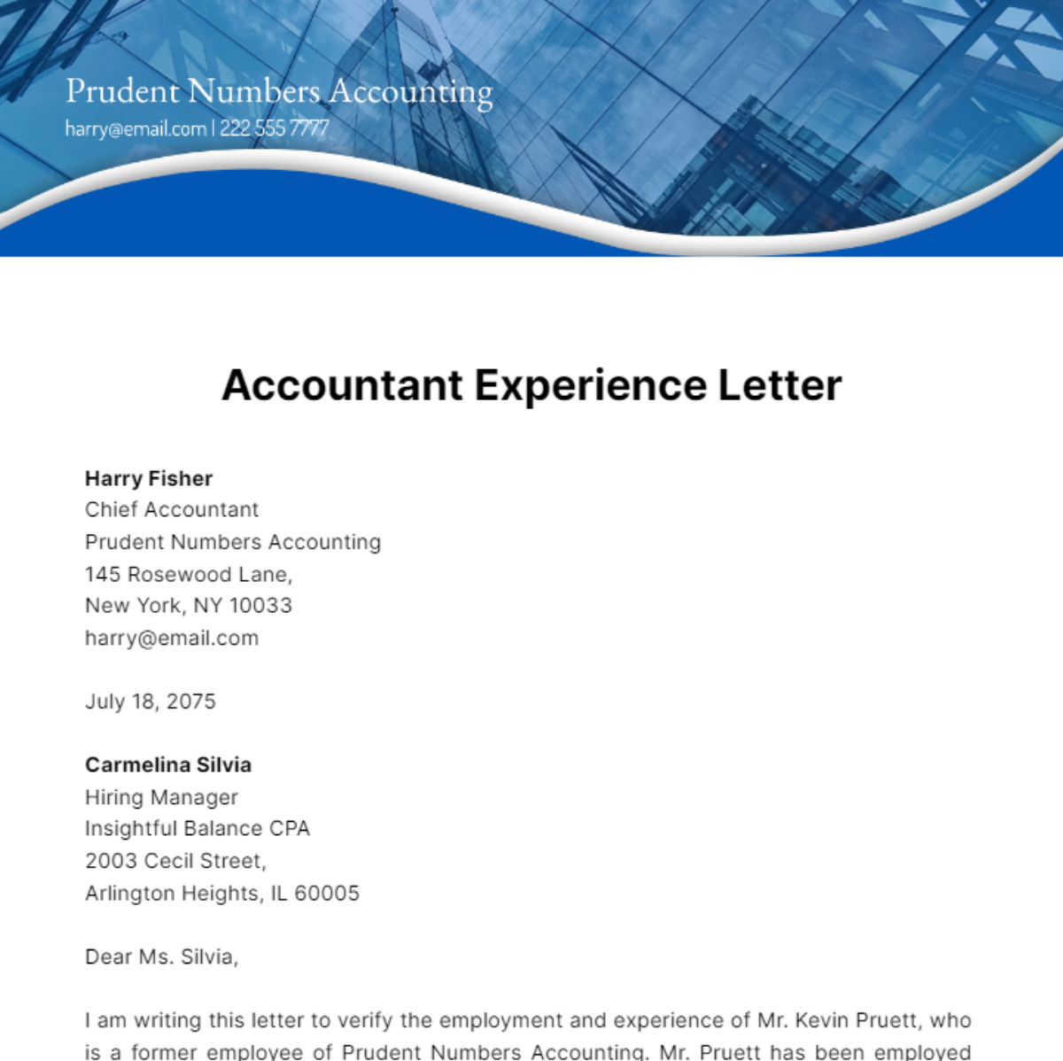 Free Accountant Experience Letter Template