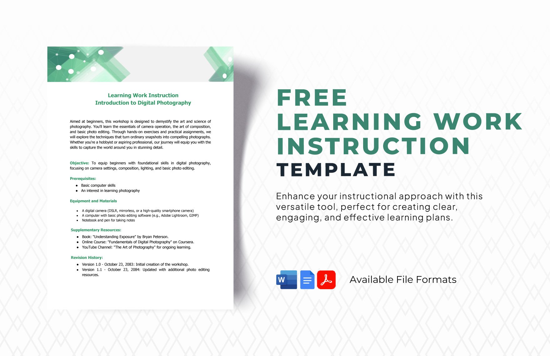 Free Learning Work Instruction Template in Word, Google Docs, PDF