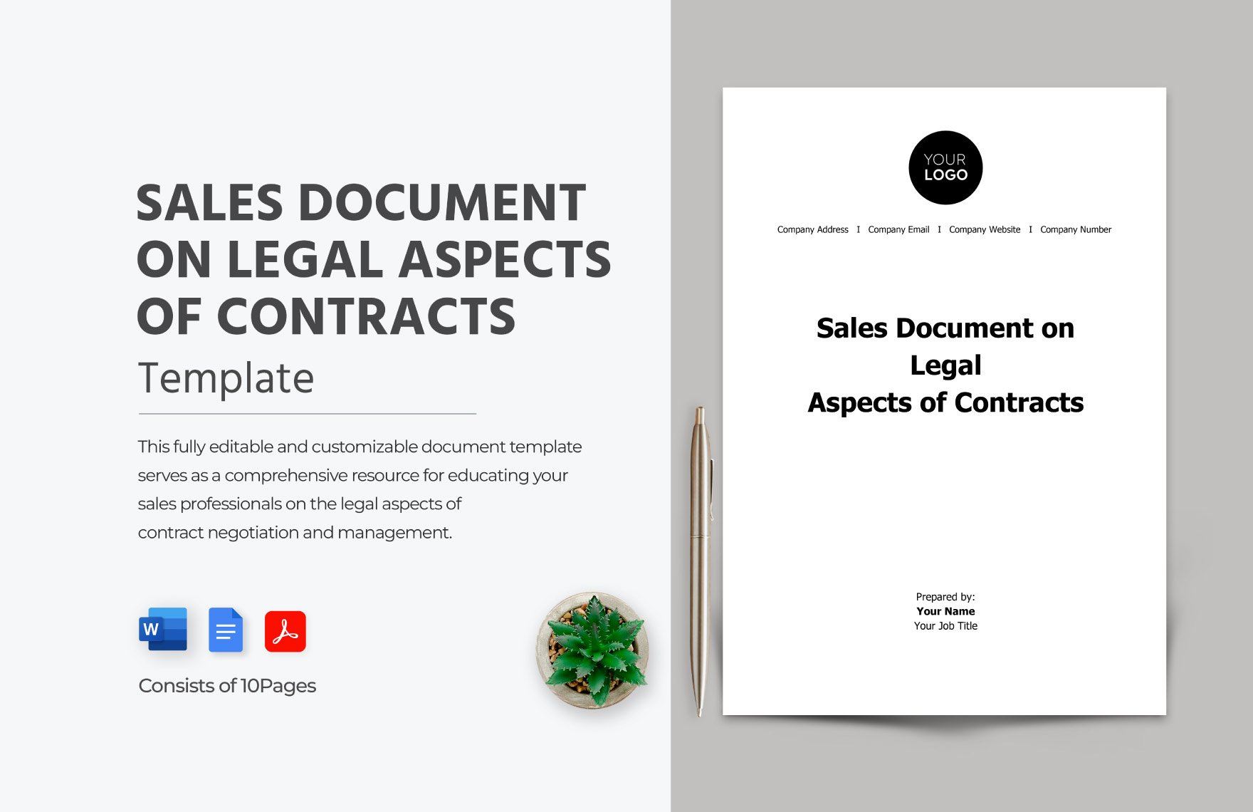 Sales Document on Legal Aspects of Contracts Template in Google Docs, PDF, PowerPoint