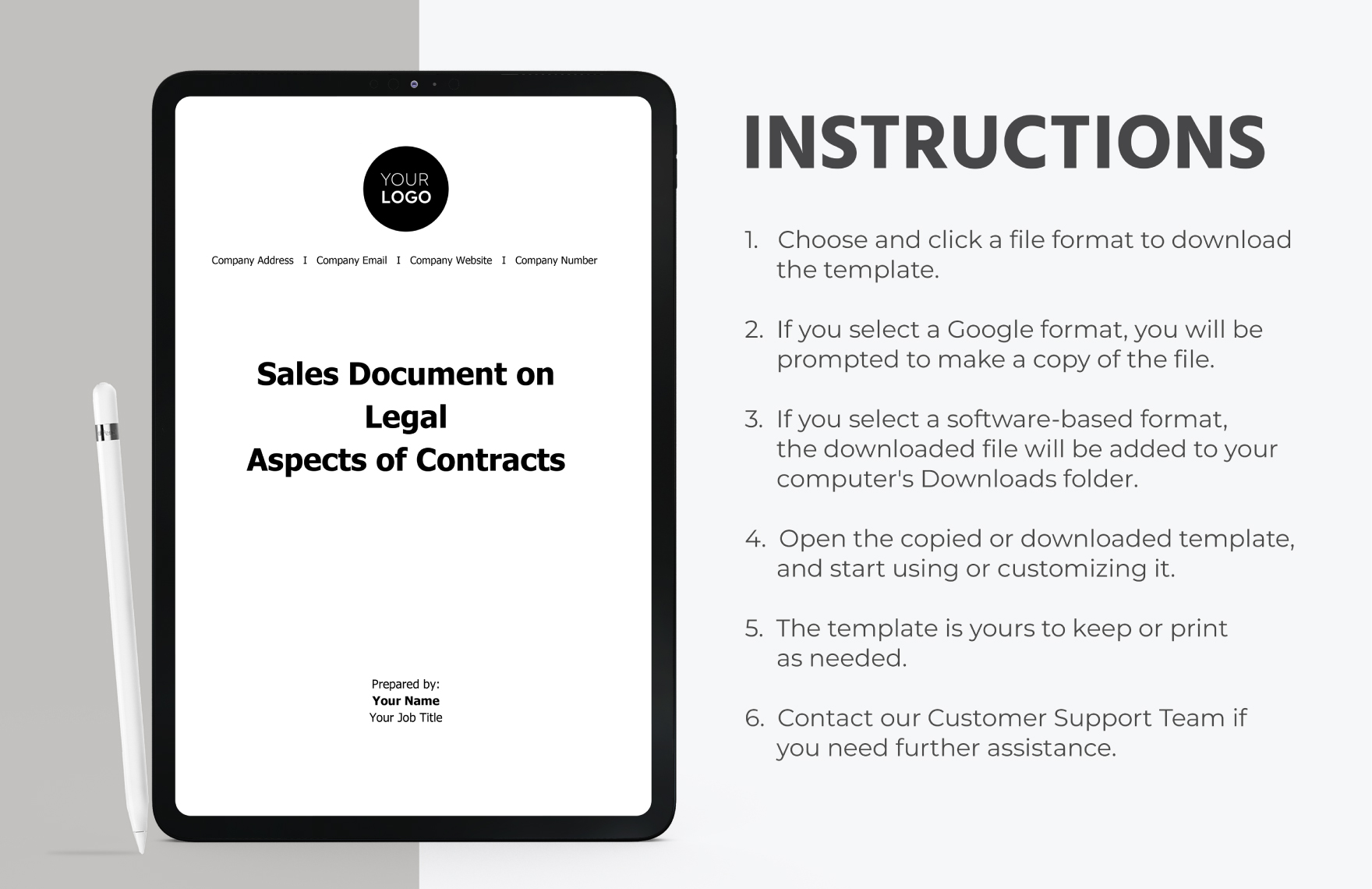Sales Document on Legal Aspects of Contracts Template