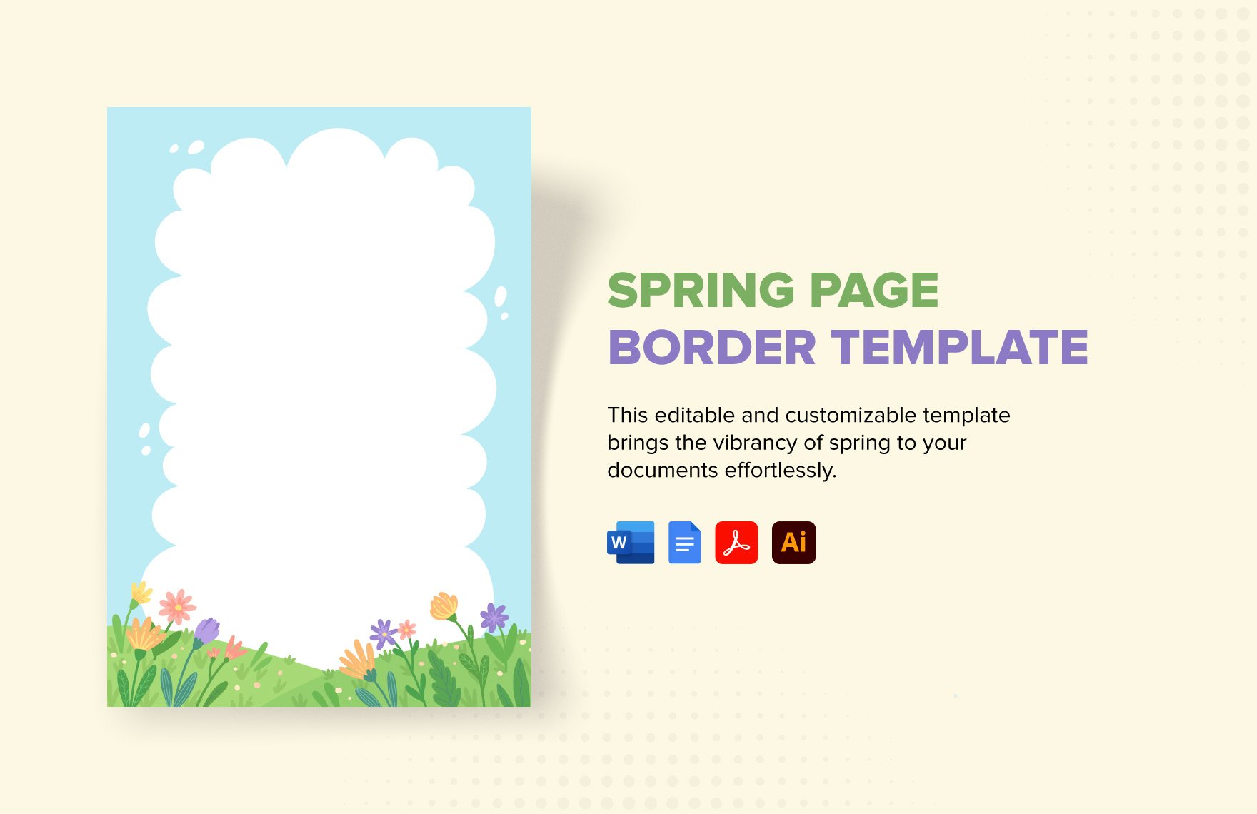 Spring Page Border Template in Word, Google Docs, PDF, Illustrator