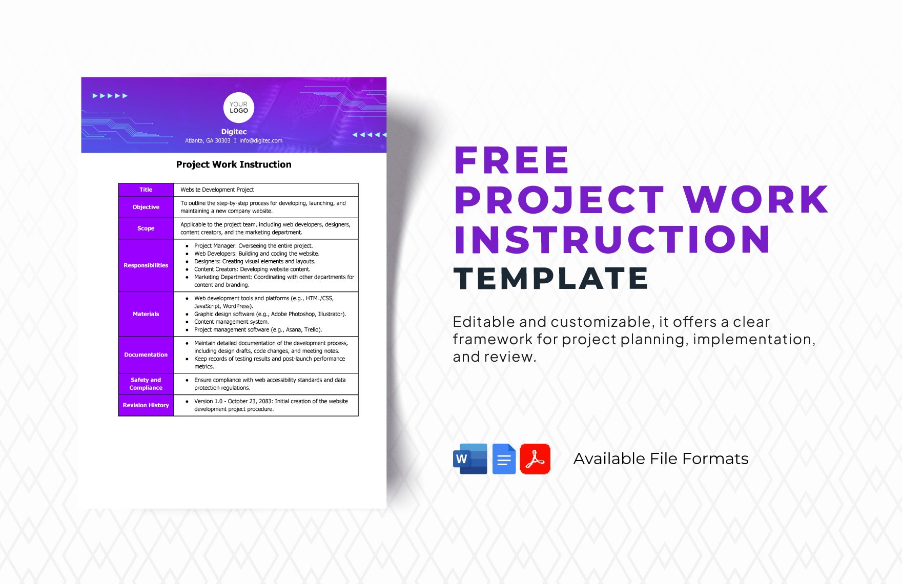 Project Work Instruction Template