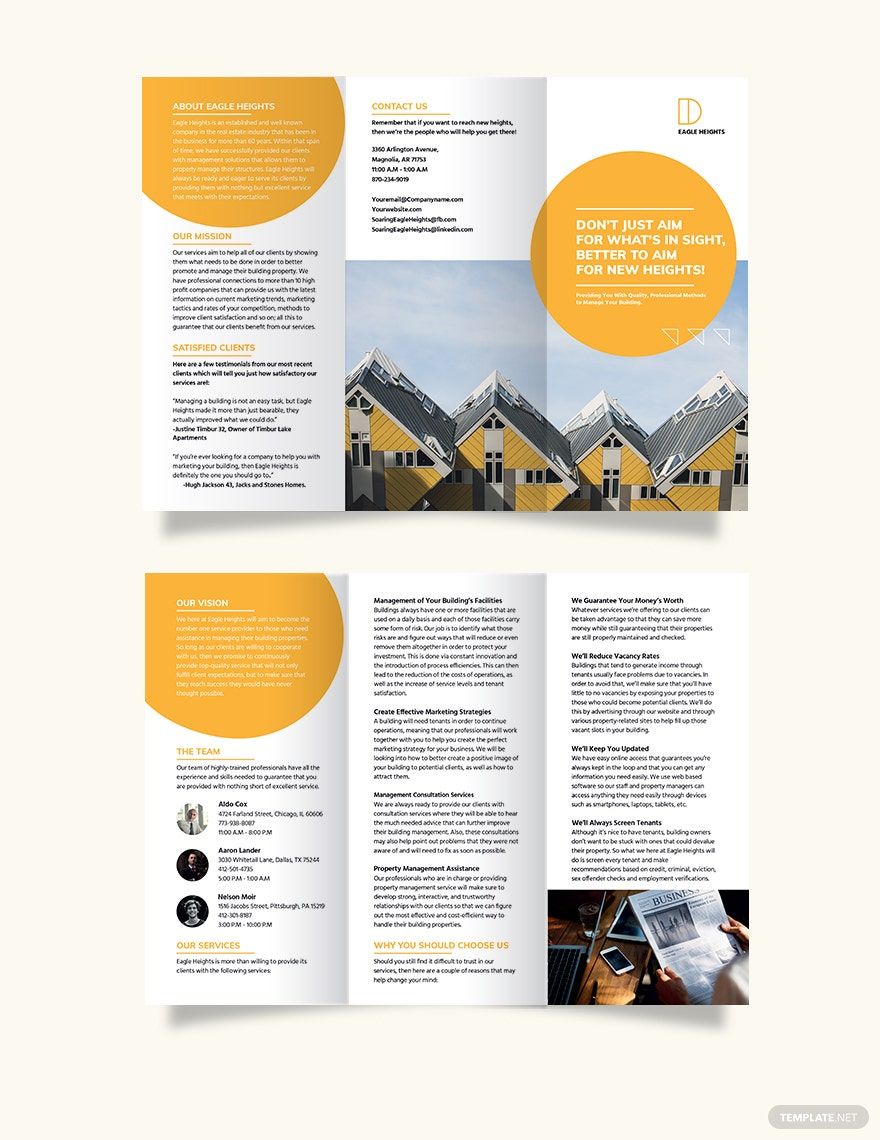 Free Building Management Tri-Fold Brochure Template