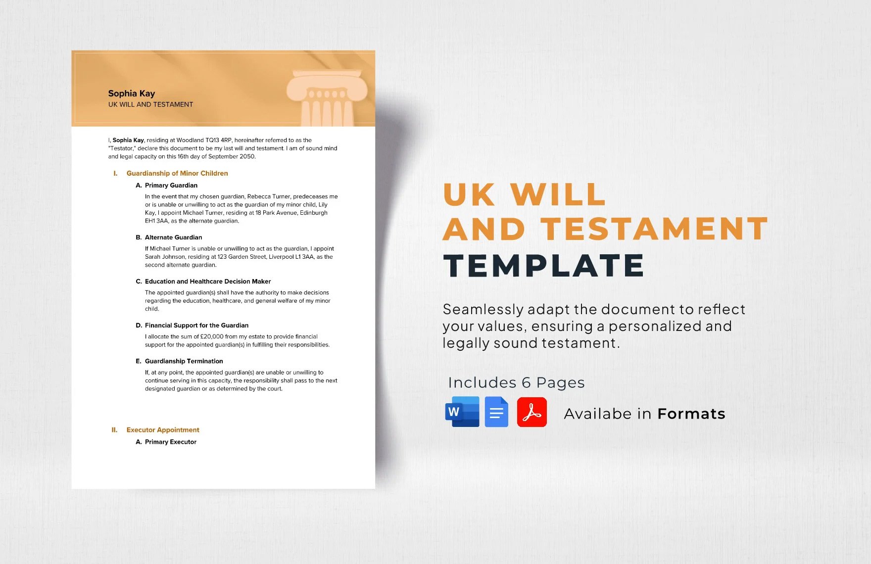 Free UK Will and Testament Template