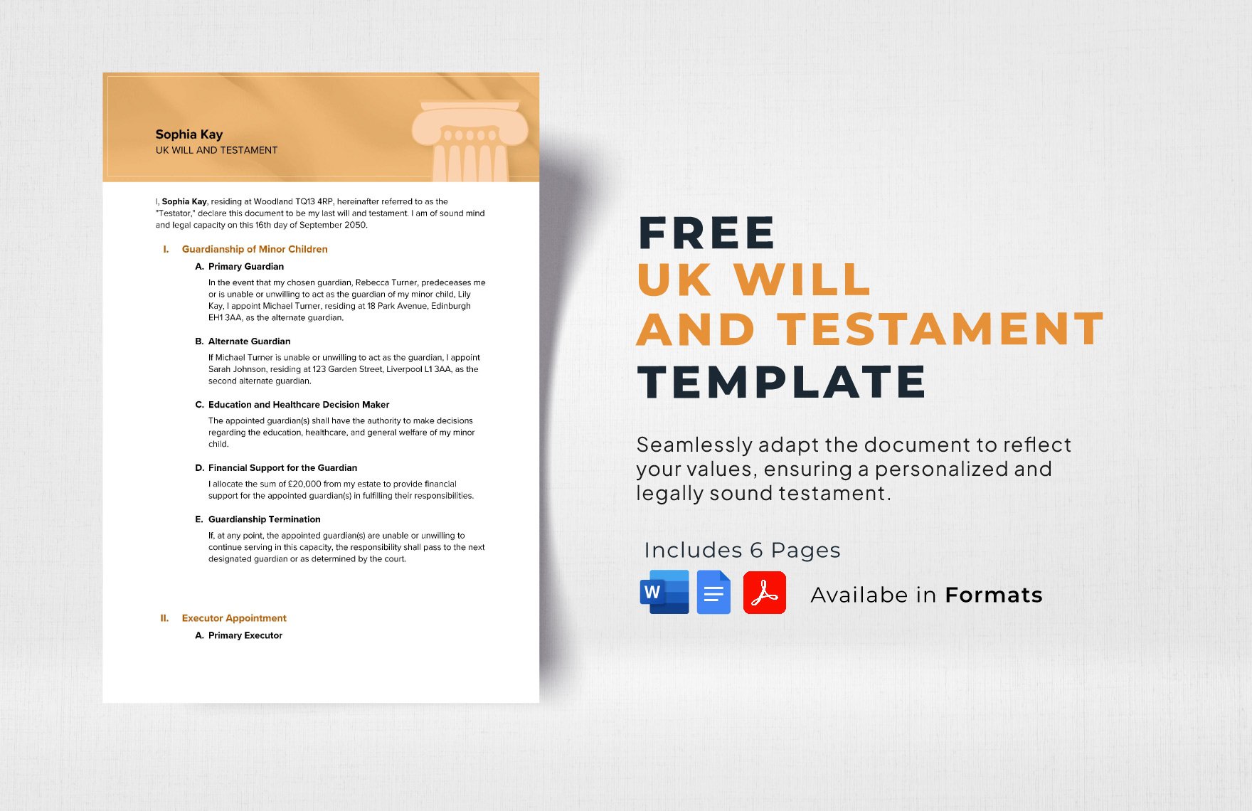 UK Will and Testament Template