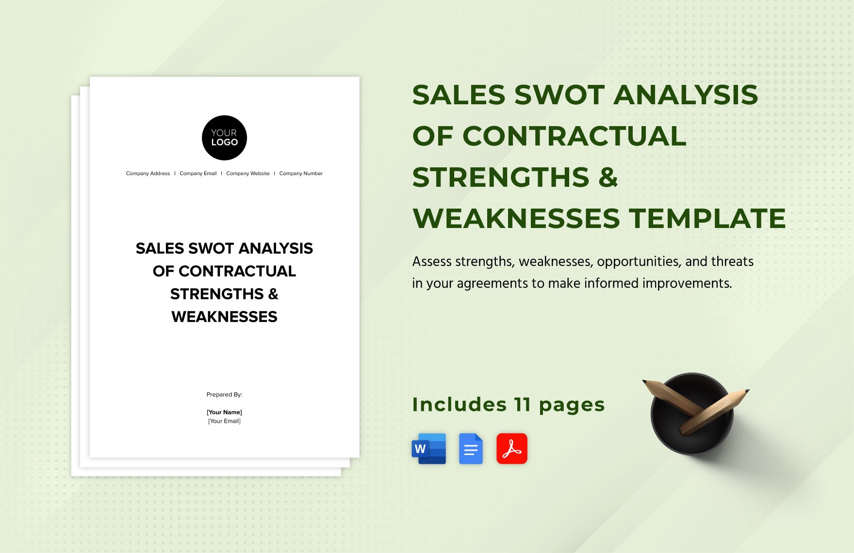 Sales SWOT Analysis of Contractual Strengths & Weaknesses Template