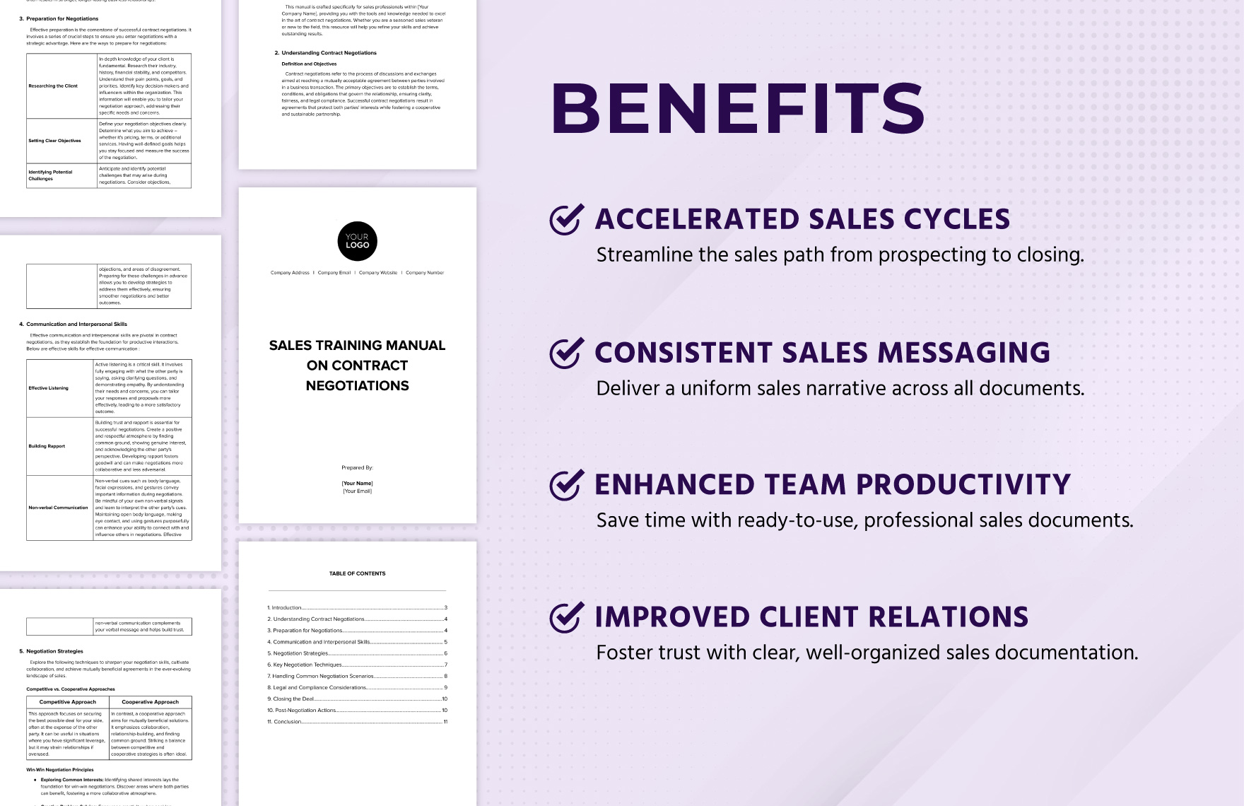 Sales Training Manual on Contract Negotiations Template