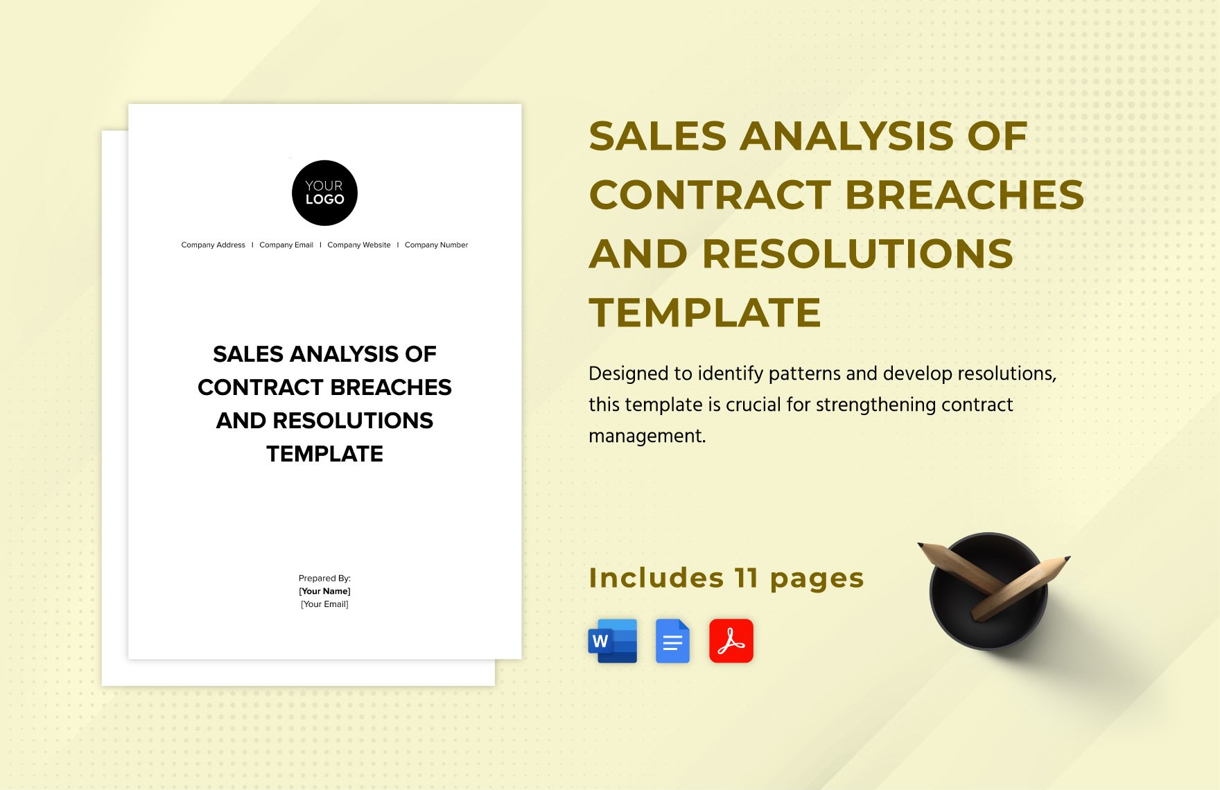 Sales Analysis of Contract Breaches and Resolutions Template