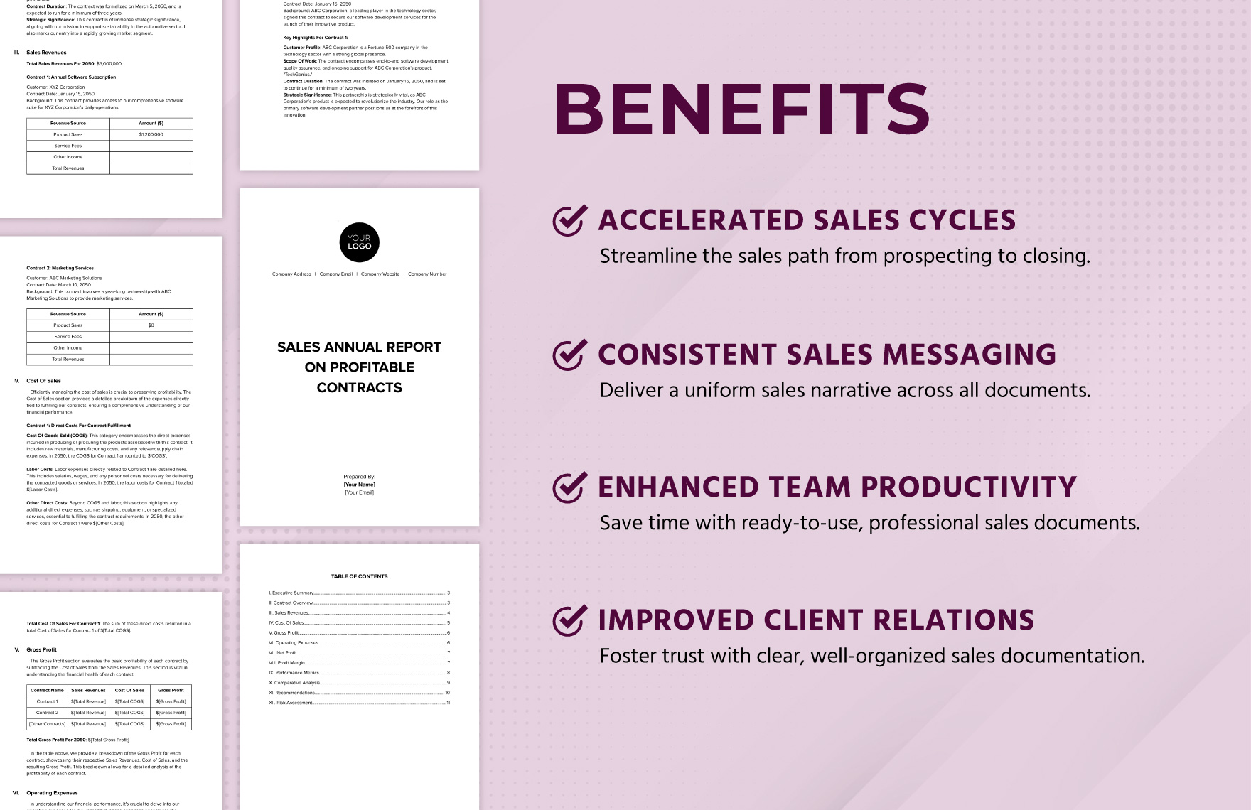 Sales Annual Report on Profitable Contracts Template