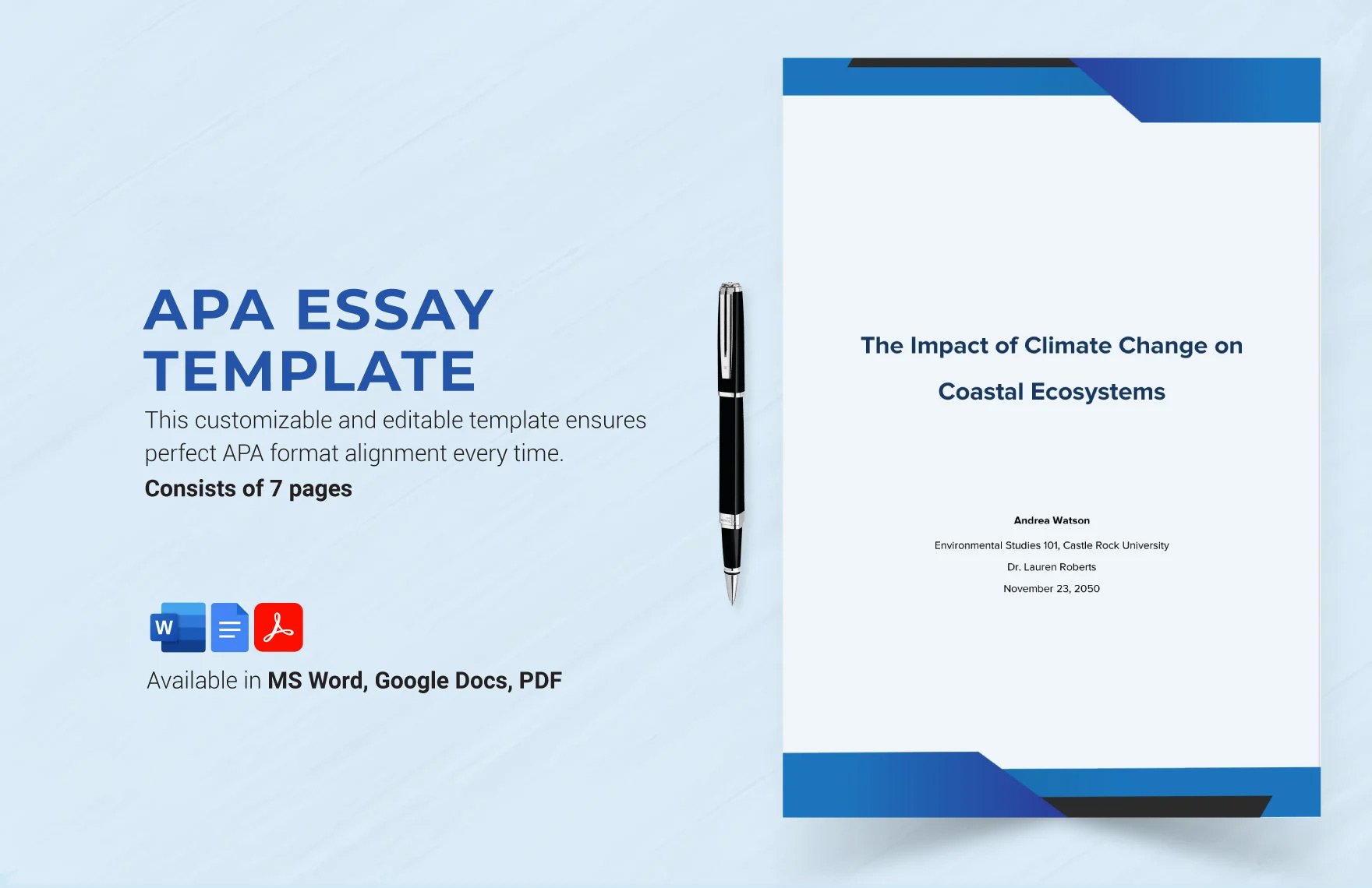 Free APA Essay Template in Word, Google Docs, PDF