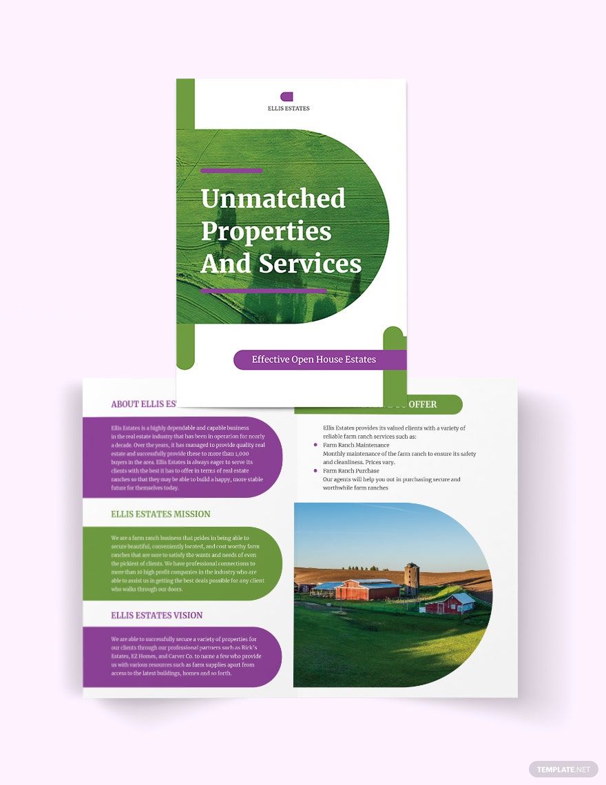 Farm Ranch Bi-Fold Brochure Template in Word, Google Docs, Illustrator, PSD, Apple Pages, Publisher, InDesign
