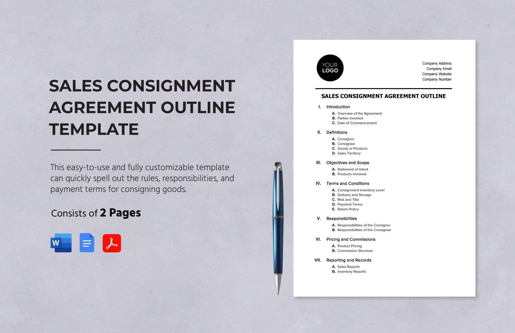 Sales Consignment Agreement Outline Template