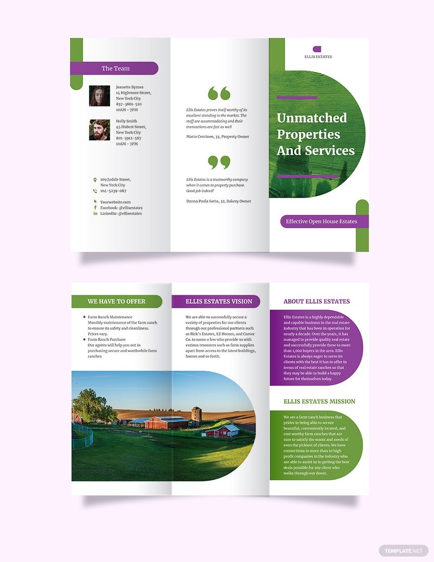 Farm Ranch Tri-Fold Brochure Template in Word, Google Docs, Illustrator, PSD, Apple Pages, Publisher, InDesign