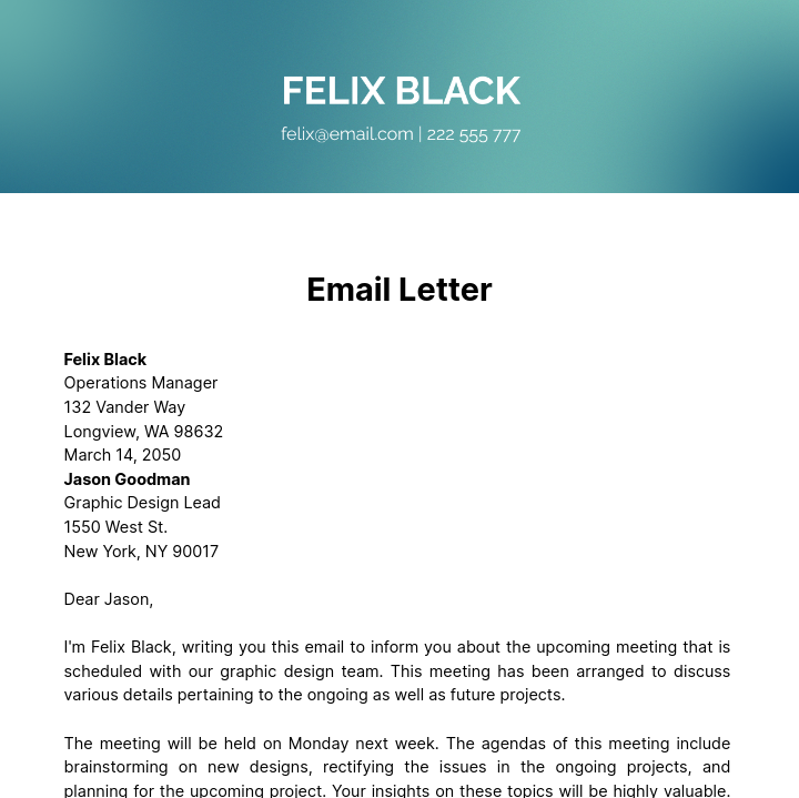 Email Letter Template