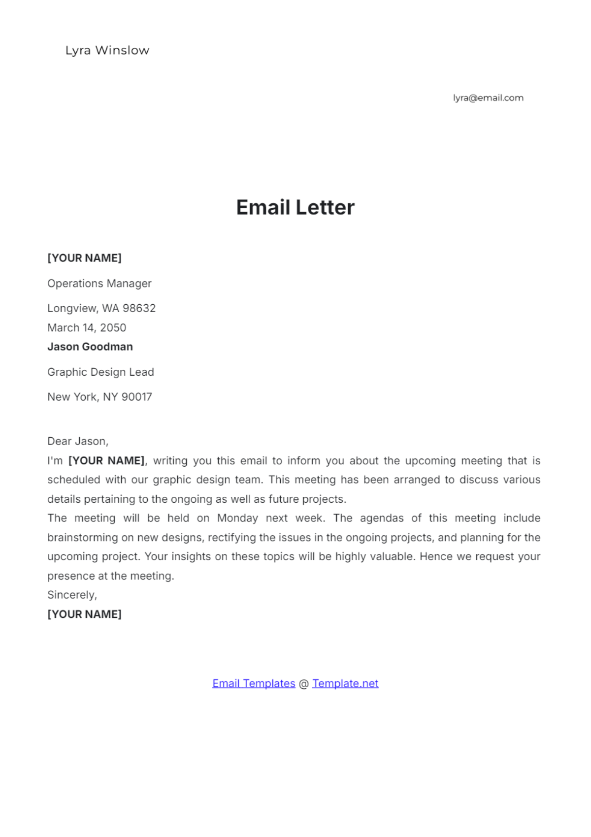 Email Letter Template - Edit Online & Download