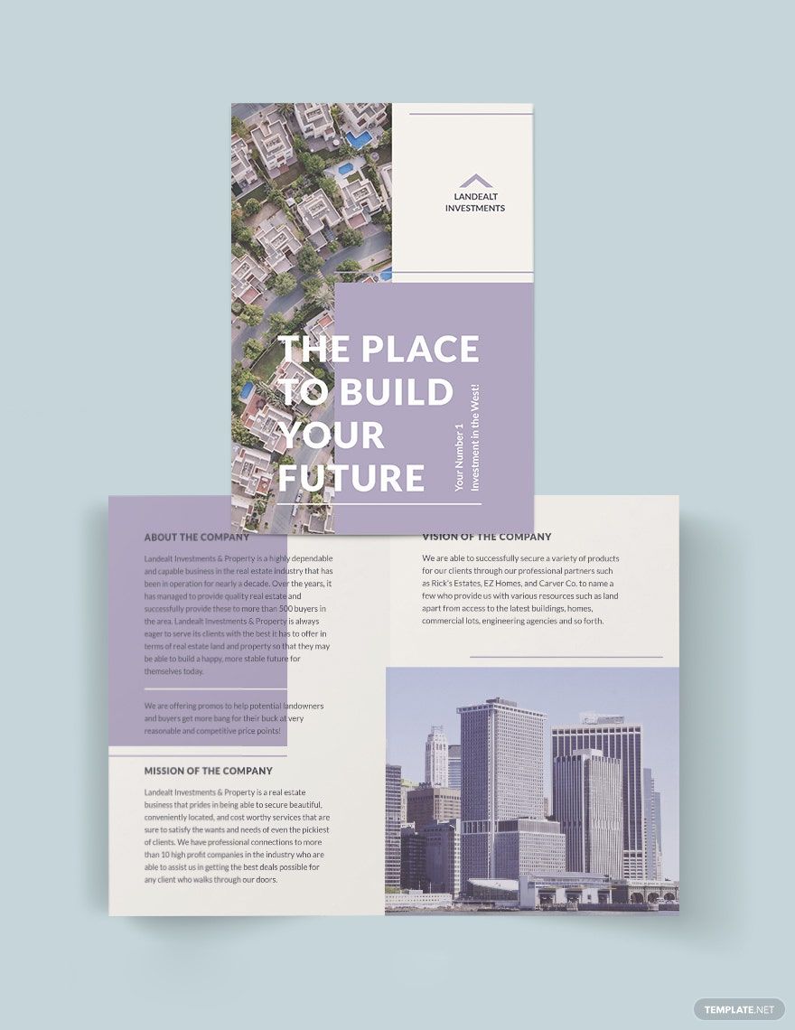 Land Real Estate Investor Bi-fold Brochure Template
