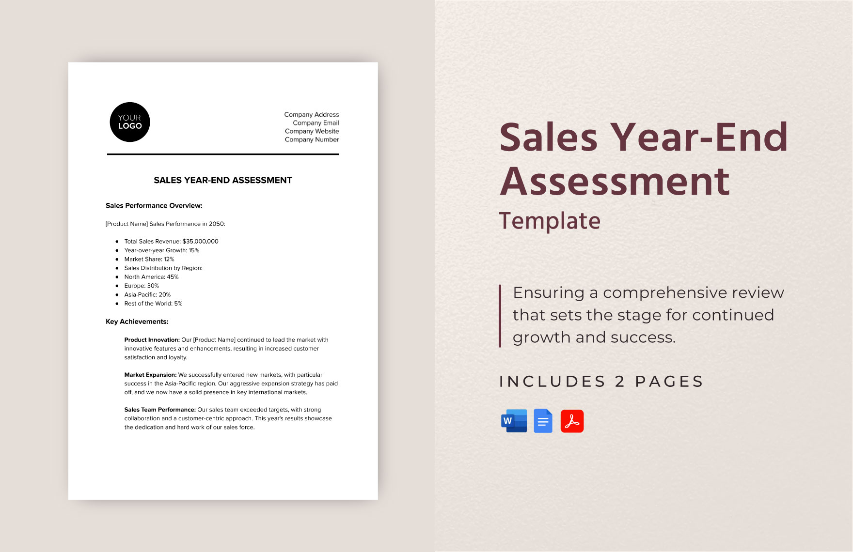 Sales Year End Assessment Template In PDF Word Google Docs Download 