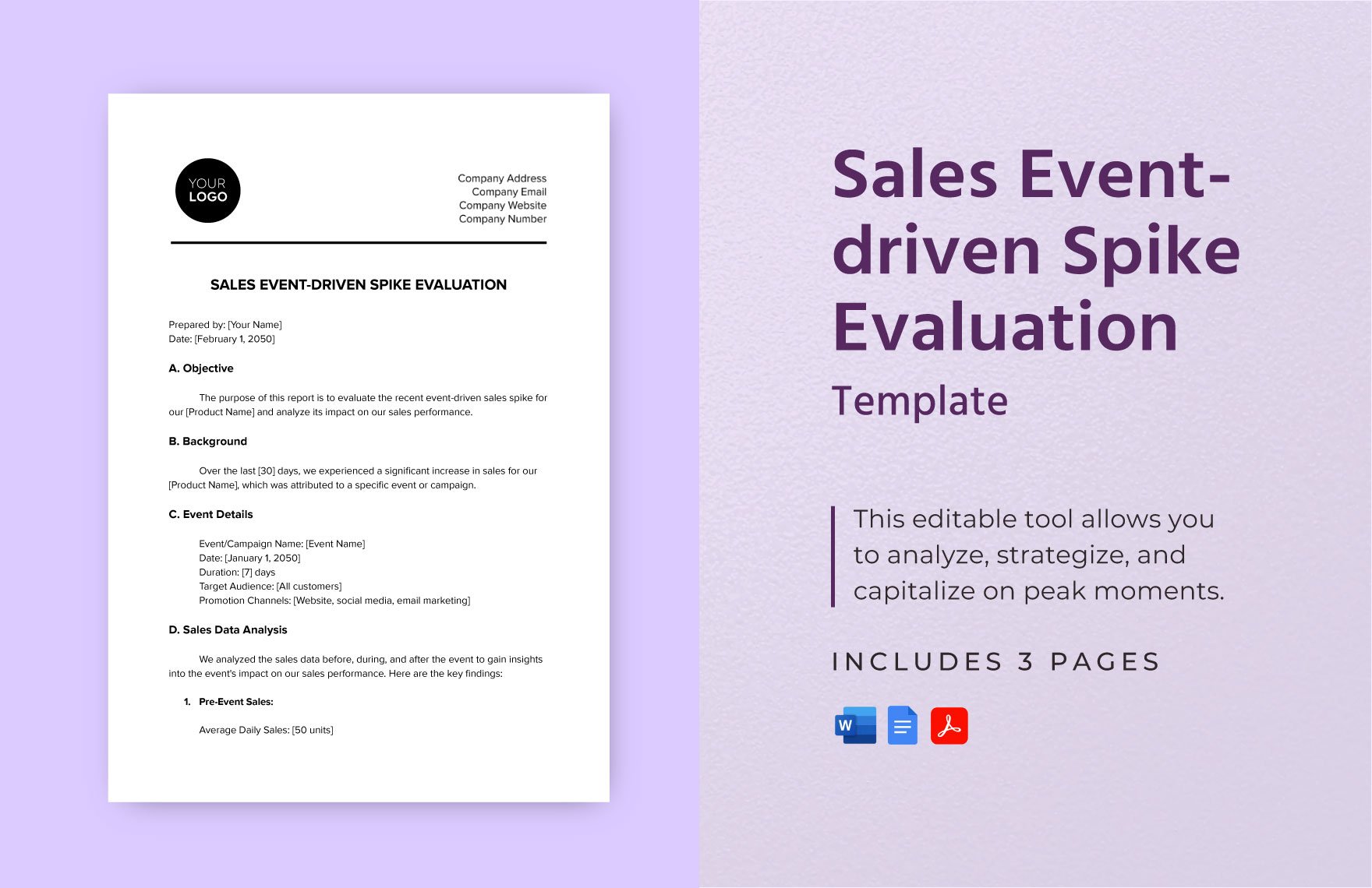Sales Event-driven Spike Evaluation Template in Word, Google Docs, PDF