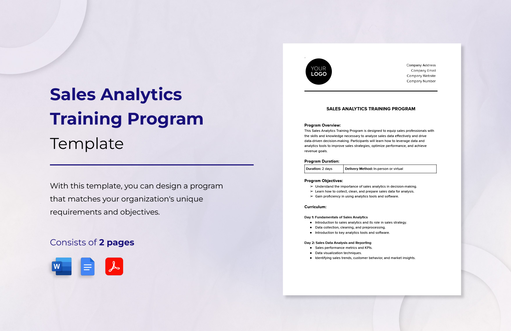 Sales Analytics Training Program Template