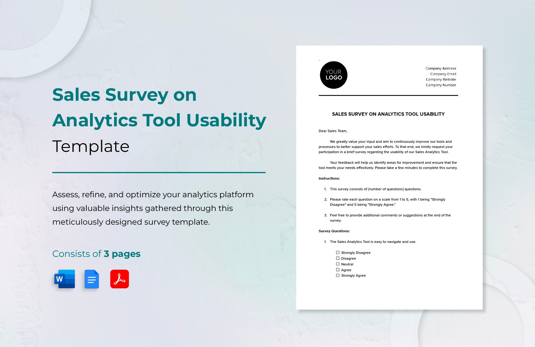Sales Survey on Analytics Tool Usability Template in Word, Google Docs, PDF