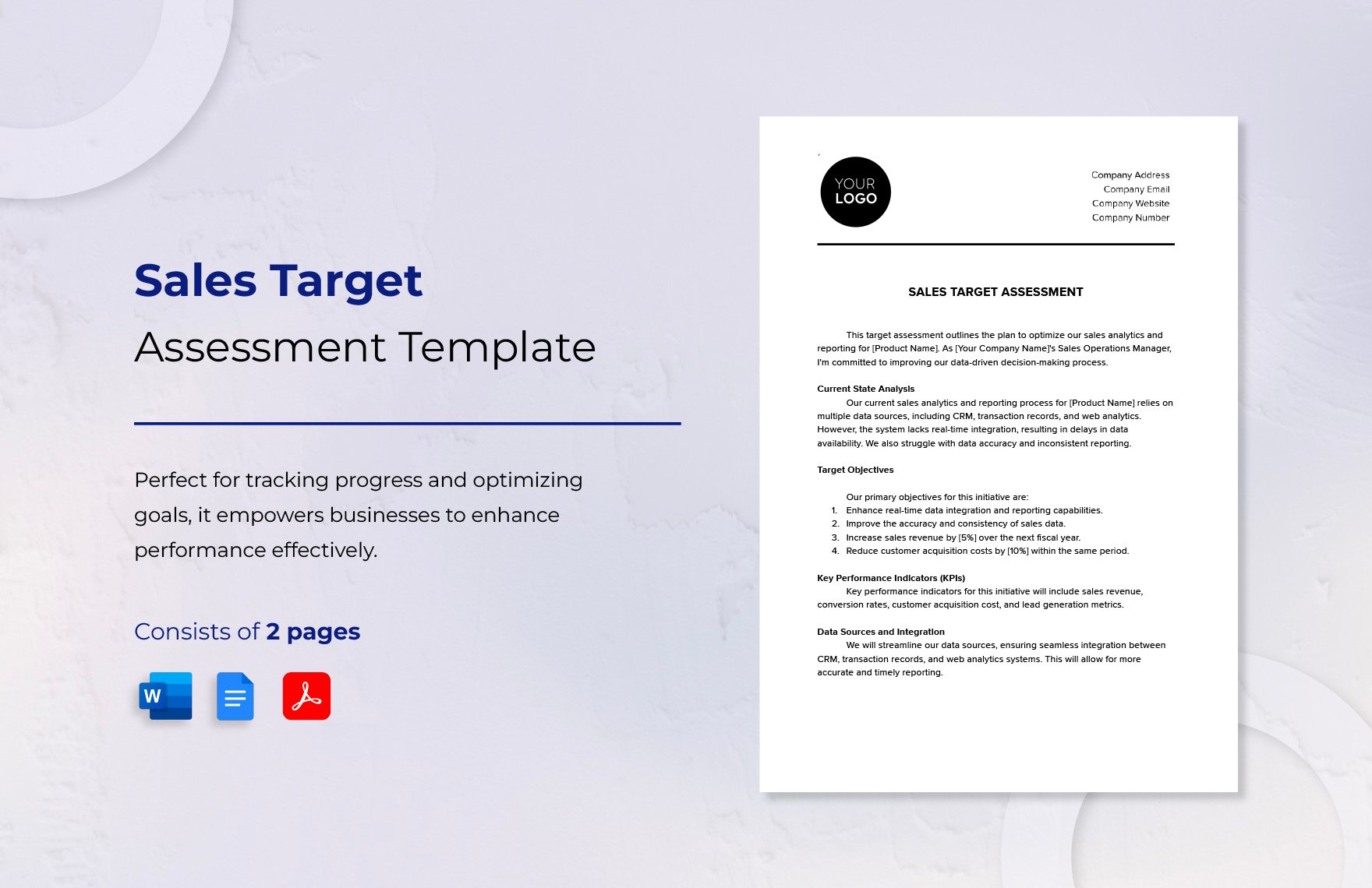 Sales Target Assessment Template in Word, Google Docs, PDF