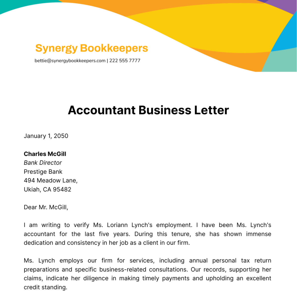 Free Accountant Business Letter Template