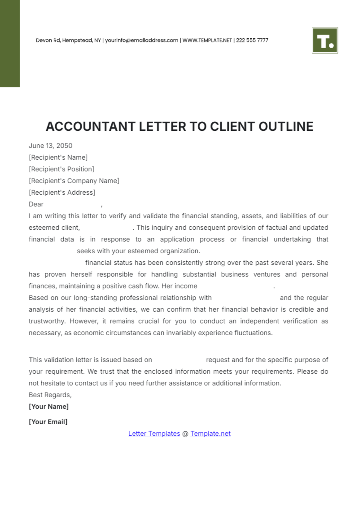 Accountant Letter to Clients Outline Template - Edit Online & Download