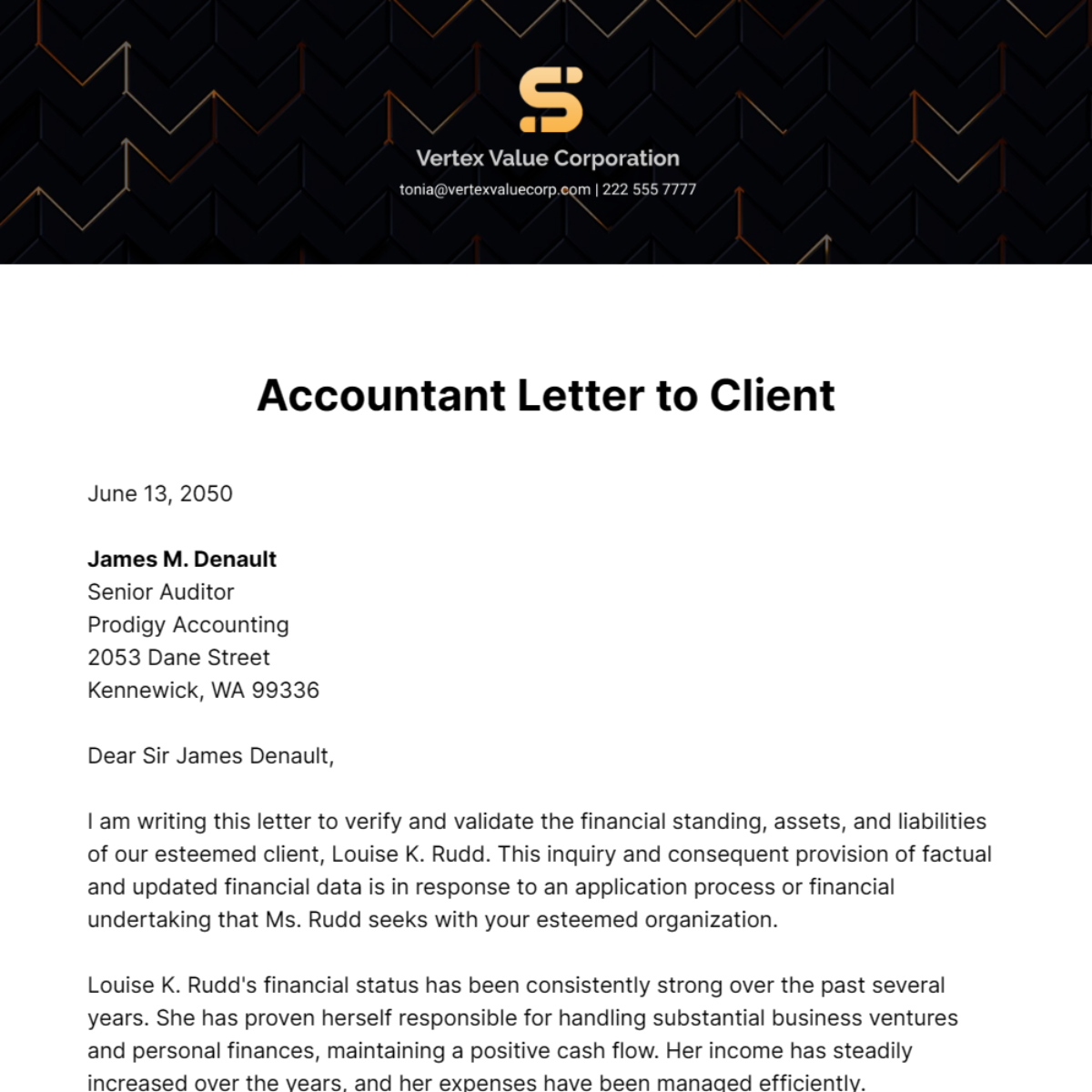 Accountant Letter to Client Template