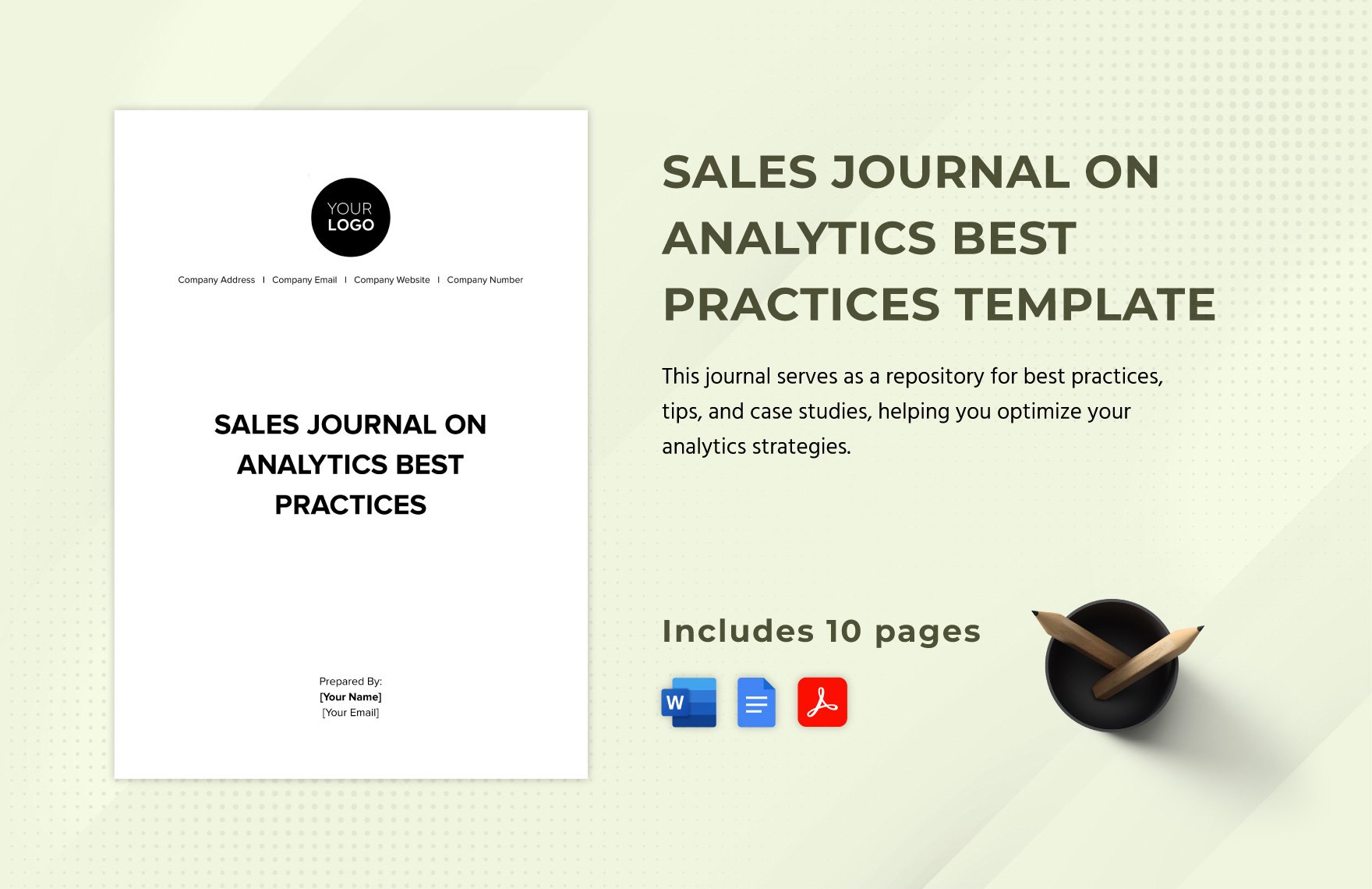Sales Journal on Analytics Best Practices Template